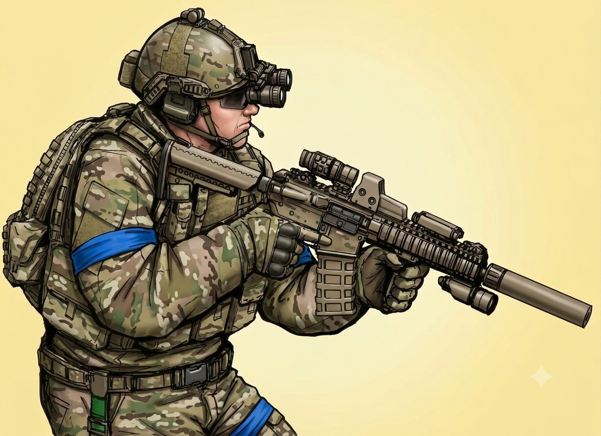 Боєць із синьою стрічкою